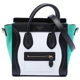 Céline Celine Tote de Viagem Nano Tricolor em Couro Branco Branco