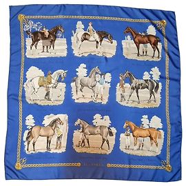 Lenço de seda Hermès Les robes azul Azul