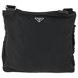 Sac messager à zip à double poche Tessuto moyen Prada Noir