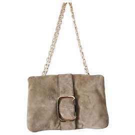 Bolsa Ba&Sh Teddy Puffed em couro camurça Kaki Caqui