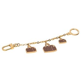 Louis Vuitton Iconic Speedy Accessory Bag Charm Keychain Brown Golden