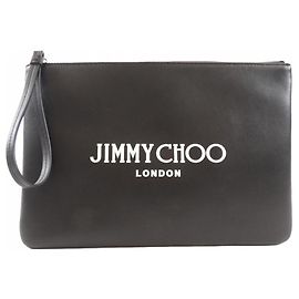 Clutch de couro ZIPPOUCHANR da Jimmy Choo Preto Branco