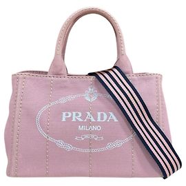 Borsa a Spalla Prada Canapa Tote SS Rosa Bianco