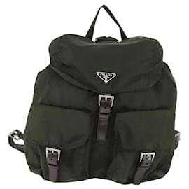 Prada Double Front Pocket Backpack Tessuto Medium Khaki
