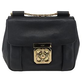 Chloé Chloe Elsie Chain Shoulder Bag Leather Small Black