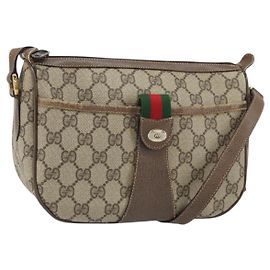 Bolsa Sherry Line GG Supreme Web da GUCCI em PVC bege e dourado 89 02 032 Auth 169092 Bege Dourado