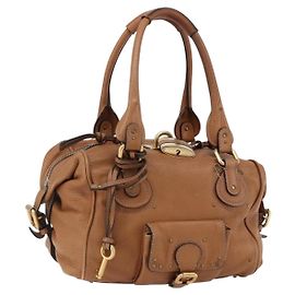 Chloé Sac à main Chloe Paddington en cuir marron or argent Auth BA9967V Marron Argenté Doré