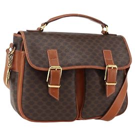 Céline Sac à main en toile Macadam CELINE en cuir PVC 2 en 1 marron or Auth ep12949V Marron Doré