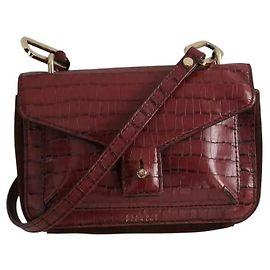 Claudie Pierlot Bolso de Hombro de Cuero Burdeos Burdeos