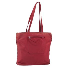 Borsa Tote PRADA Nylon Argento Rosso Auth 170463 Argento Rosso