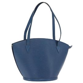 LOUIS VUITTON Bolsa de Compras de Hombro Epi Saint Jacques Azul M52275 LV Auth ka2040 Azul