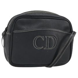 Borsa a Spalla Christian Dior in Pelle Blu Navy Oro Auth ep13236 D'oro Blu navy