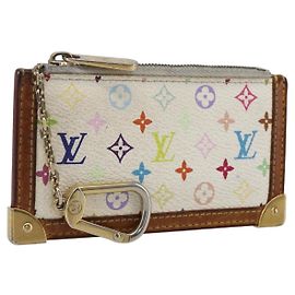 LOUIS VUITTON Monogram Multicolor Pochette Cles Purse White M92655 Auth 169139 White