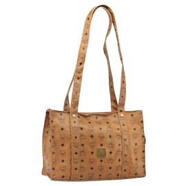 Borsa Tote MCM Logogram Vicetos PVC Marrone Oro Auth 170245 Marrone D'oro