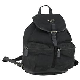 PRADA Backpack Nylon Black Silver Auth bs32876 Black Silvery