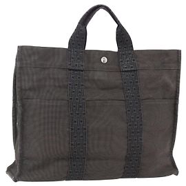 Hermès HERMES Sac à main Her Line Tote MM en toile grise Auth 163451 Marron