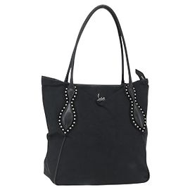 Christian Louboutin Tote Bag Canvas Black Silver Auth 169504 Black Silvery