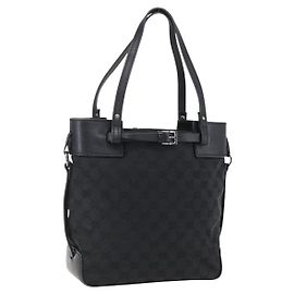Borsa a mano in tela GG Gucci Nera Argento 107757 Auth 170302 Nero Argento