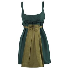 Robe Mini Verte Prada Avec Insert Plissé Contrasté Autre