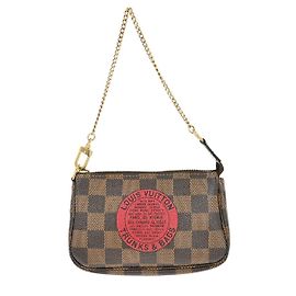 Mini pochette accesorios Damier Canvas Louis Vuitton Castaño