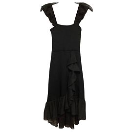 Sandro Laurana Kleid schwarz aus Viskose mit Rüschendetail Schwarz