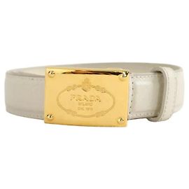 Prada Ceinture en cuir blanche Blanc