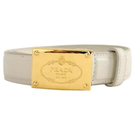 Prada Cinturón de cuero blanco Blanco