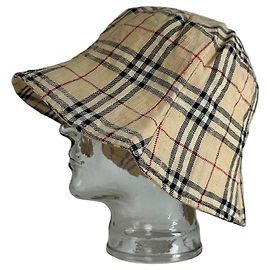 Vintage Burberry Nova Check Bucket Hat Beige M Beige