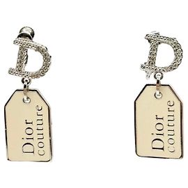Orecchini in cristallo di strass argento e beige Christian Dior Couture Argento Beige