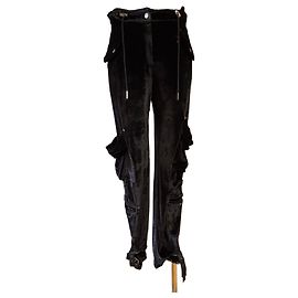 Schwarze Samt-Cargo-Hose Christian Dior Schwarz