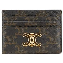 Céline Tarjetero de cuero PVC Celine Triomphe Castaño Bronce