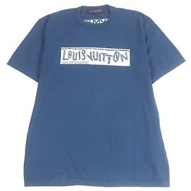 Camiseta de algodón de manga corta de punto Louis Vuitton Azul