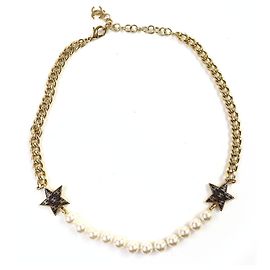 Colar de pérolas Lame estrela COCO da Chanel Dourado