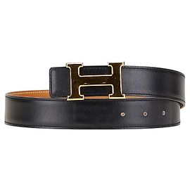 Cinturón Constance de Box Calf de Hermès Negro