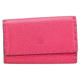 Fendi Selleria Leather Key Case Pink