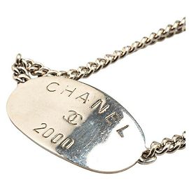 Chanel Oval Tag Halskette Silber
