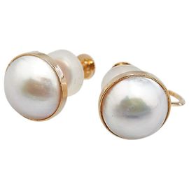 Tasaki Au750 Mabe-Perlenohrringe Golden