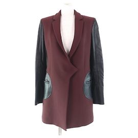 Versus Versace Leather Sheepskin Polyester Jacket Brown Black Dark red