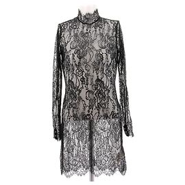 L'Agence Robe courte noire en dentelle Noir