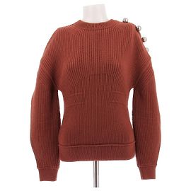 Lanvin Roter Wollpullover mit geknöpftem Schulter Rot