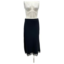 Massimo Dutti Jupe noire satinée et dentelle Noir