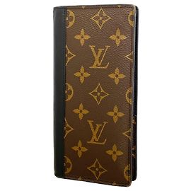 Cartera Larga Brazza Monogram Macassar Louis Vuitton Castaño Negro