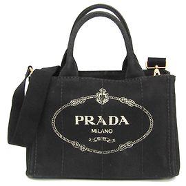 Borsa a spalla e tote in tela per donne Prada Canapa S Taglia 1BG439 Nero
