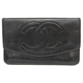 Chanel Coco Mark Lambskin Long Wallet Black