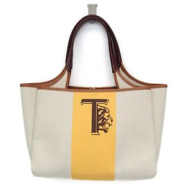 Tod's Women's Canvas and Leather Tote Bag Beige Yellow