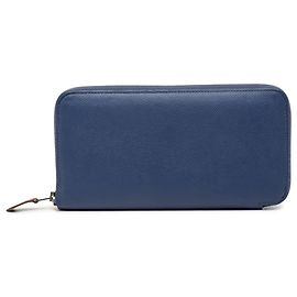 Hermès Blue Epsom Silk In Classique Long Wallet Blue Dark blue