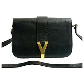 Yves Saint Laurent Black Leather Pochette Shoulder Bag Black