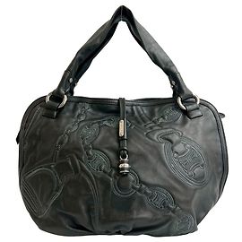 Céline Sac à main en cuir Celine Bittersweet Macadam Blason Triomphe Logo Noir