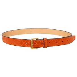 Leder-Gürtel mit eingeprägtem Tory Burch-Logo - '10s Orange