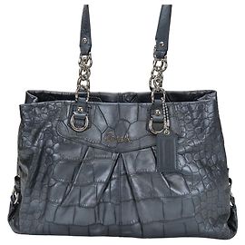 Coach F17661 Leather Tote Bag Blue Other
